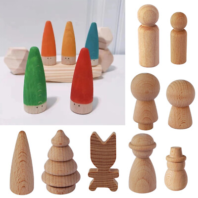#ad 1pc DIY Wood Craft Peg Doll Beech Wood Ornament Supplies Wooden Blank Supplies AU $3.99
