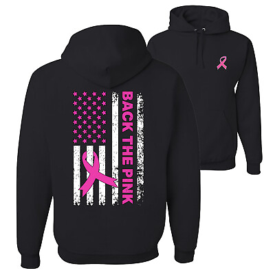 #ad Back the Pink American Flag Front and Back Unisex Graphic Hoodie Sweatshirt $36.99