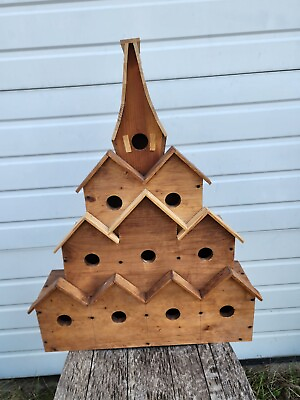 #ad LARGE HIGH RISE Birdhouse 10 Room Handmade Multiple Houses Stack OR SEPARATE USA $114.99