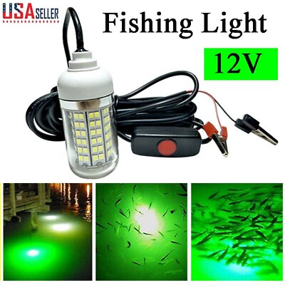 #ad Green LED Fishing Light Boat 12V Underwater Submersible Night Crappie Shad Squid $16.14