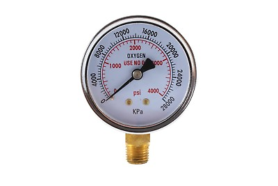 #ad High Pressure Gauge for Oxygen Regulator 0 4000 psi 2.5 inches 1 4quot; NPT $15.90