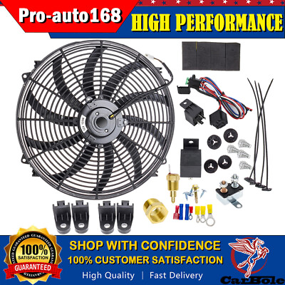 #ad 16quot; Inch 12V Electric Radiator Fan Pusher Puller 120w High Power Motor 3500 CFM $62.99