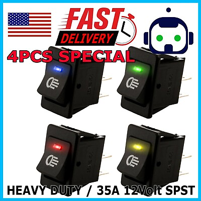 #ad 4 PCS 12V 35A Universal Car Fog Light Rocker Switch LED Dash Dashboard 4Pin HS $8.95