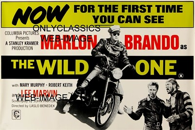 #ad 1954 THE WILD ONE MARLON BRANDO ON TRIUMPH MOTORCYCLE MOVIE POSTER BAD BOY GANG $16.96
