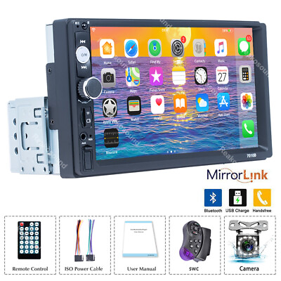 #ad Single 1 DIN Unit 7 Inch Car Stereo HD Touch Screen BT Phone Link Radio USBCam $34.99
