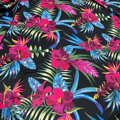 #ad Spandex Fabric print 4 Way Stretch Hawaiian Tropical Cayennes By Yard $12.99