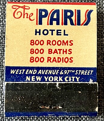 #ad Vtg Matchbook The Paris Hotel New York City 1930s Retro Travel Depression Used $12.45