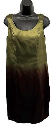 #ad Ellen Tracy Womens Cocktail Dress Black Green Midi Sleeveless Semi Formal Size 8 $9.99