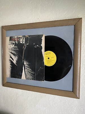 #ad Nice Heavy Frame Under Glass Rolling Stones Sticky Fingers LP Record $195.00