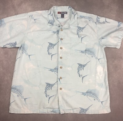 #ad Reel Legends Shirt Mens XL Blue Performance Marlin Button Up Fishing Hawaiian $13.28