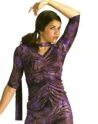 #ad Rhythms Shirred TOP ONLY Adult Large Dance Costume Purple Tie Dye New $15.00