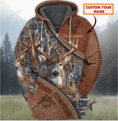 #ad PERSONALIZED DEER HUNTING HOODIE ZIPPER TV057339 All Over Print Best Price $31.33