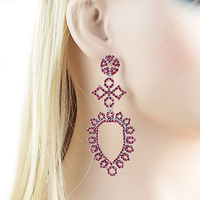 #ad Fashion Hot Pink Austrian Crystal Rhinestone Chandelier Dangle Earring E119p $7.99