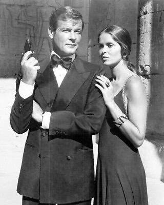 #ad The Spy Who Loved Me Roger Moore as Bond Barbara Bach as Anya 8x10 real photo $10.99