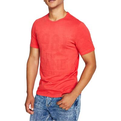 #ad Guess Mens Safford Red Cotton Logo Tee T Shirt S BHFO 7797 $14.99