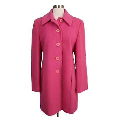#ad Liz Claiborne Vintage Wool Pea Coat Women#x27;s Size 8 Barbie Pink Lined $44.69