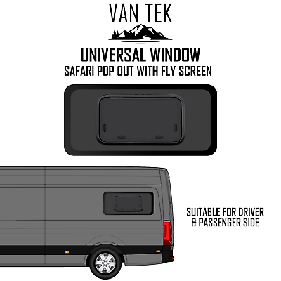 #ad Universal SAFARI POP OUT Window 880mm x 460mm WITH FLY SCREEN Van Tek Glass $349.99