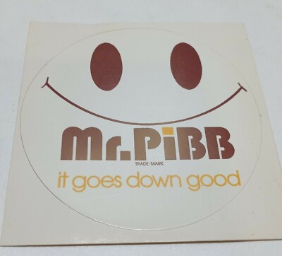 #ad Vintage 3 Inch Round Mr Pibb It Goes Down Good Vending Machine Decal $6.00