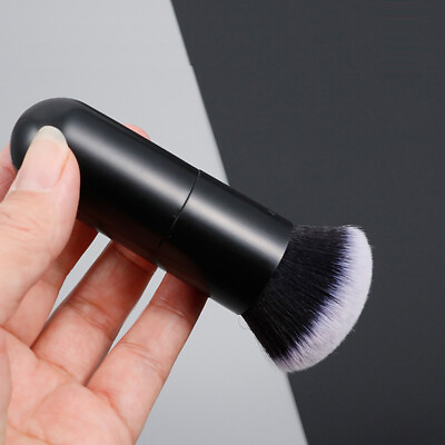 #ad Black Round Handle Powder Brush Fluffy Soft Blush Brush Cosmetics Women Gift C $3.31