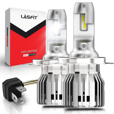 2x Lasfit LCplus 9003 H4 LED Headlight Bulbs Kit High Low Beam 50W 6000K White $39.99