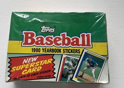 #ad 1990 Topps Baseball Yearbook Stickers new sealed Box 48 Packs of 5 Stickers $49.99