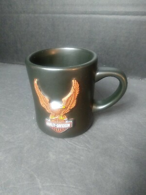 #ad Harley Davison Official License Black Coffee Mug Embossed Eagle $14.99