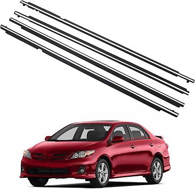 #ad Chrome 4Pc Weatherstrip Window Moulding Trim Seal Belt For Corolla 2009 2013 $27.78