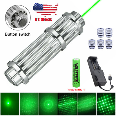 #ad 2000m Green Laser Pointer Pen SOS Laser USB Rechargeable with 5 Caps $20.99