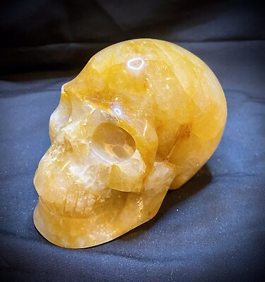#ad Large Golden Healer Quartz Skull Carving $199.99