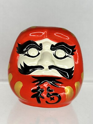 #ad Beautiful Japanese Daruma Ceramic Red painted $25.00