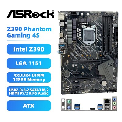 #ad ASRock Z390 Phantom Gaming 4S Motherboard ATX Intel Z390 LGA1151 DDR4 128GB M.2 $97.00