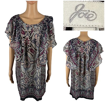 #ad Joie Womens Large Blouse Top 100% Silk Ruffle Printed Paisley Casual Lightweight $55.54