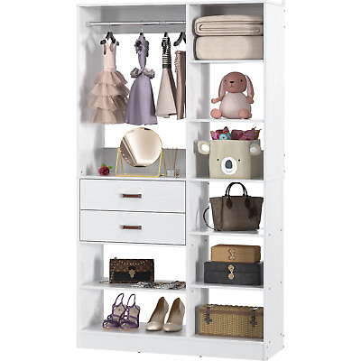 #ad Freestanding Closet System 40quot; Wardrobe 10 Shelves Garment Rack Walk in Closet $224.99