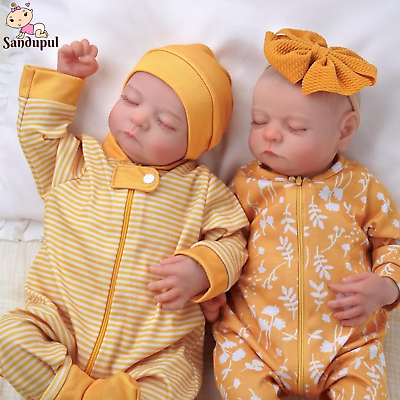#ad 20 inch Lifelike Reborn Baby Dolls Twins Realistic Newborn Baby Boy Girl Dolls $144.00