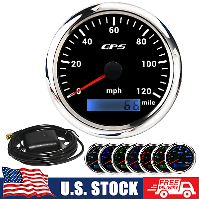 #ad 85mm Waterproof GPS Speedometer 120MPH Digital Gauge for Motorcycle Car Boat US $40.99