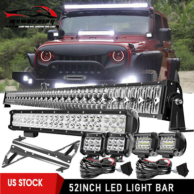 #ad #ad 52#x27;#x27; LED Light Bar 20#x27;#x27; Lower 4#x27;#x27; Pods Mounts For Jeep Wrangler JK Driving 07 15 $159.99