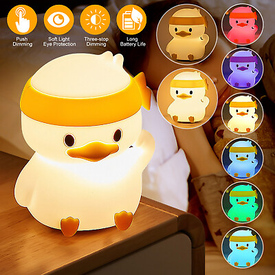 #ad Silicone Duck LED Warm Night Light Touch Switch Control Dimmable USB Table Lamp $13.98