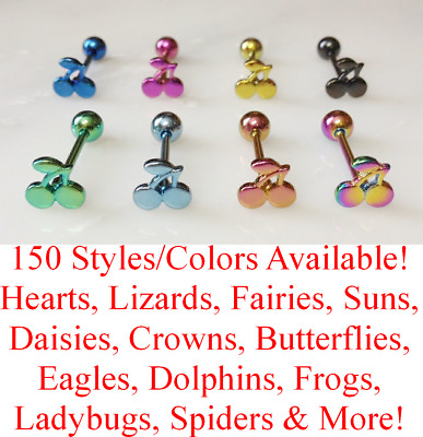 #ad Titanium Anodized Design Tongue Ring 14g Tounge 150 styles colors available $7.99