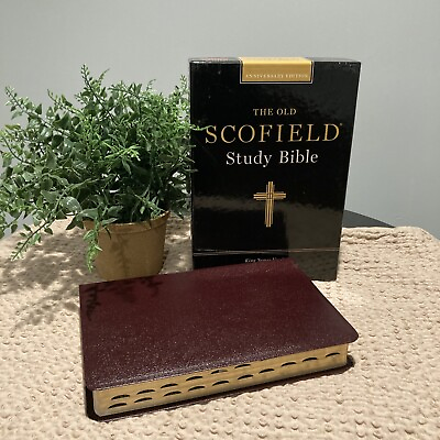 #ad Leather KJV Old Scofield Study Bible 1917 notes Red letter Thumb Indexed $45.47