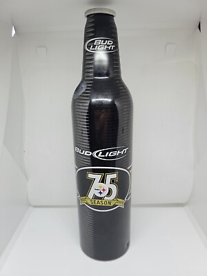 #ad Bud Light Pittsburgh Steelers NFL 75th Season Commemorative Metal Beer Bottle $8.00