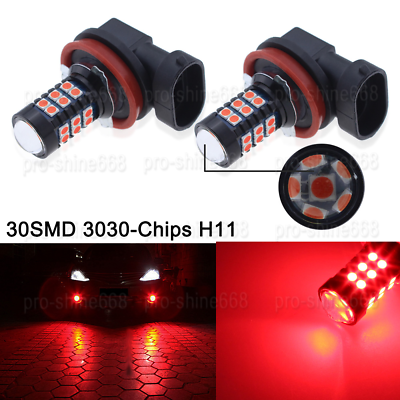 #ad H11 H8 H9 30SMD 3030 Chip Red LED Car Fog Light Bulbs DRL Driving Daytime Lamp $13.96