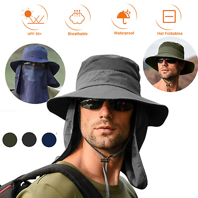 Wide Brim Sun Hat UV Protection Bucket Cap for Hiking Camping Fishing Safari Men $11.95