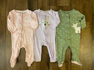 #ad Carters Baby Girl 9 Month Sleepers Footed Footless Pajama Clothes Lot Bundle $12.99