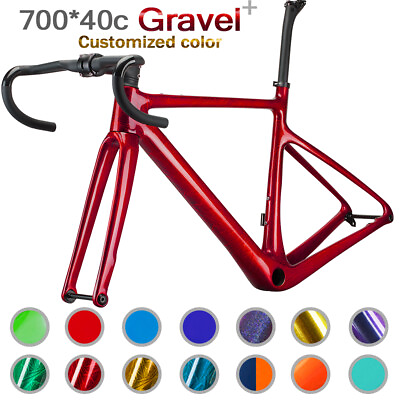 #ad AIRWOLF 700*40C Carbon Fiber Gravel Frame Cyclocross Road Bicycle Customized $699.99