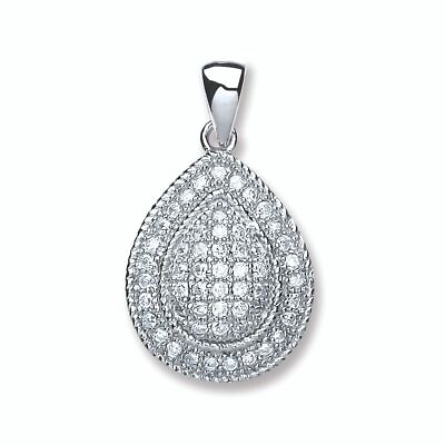 #ad Large Pear Shape Pendant 25mm Sterling Silver GBP 31.66
