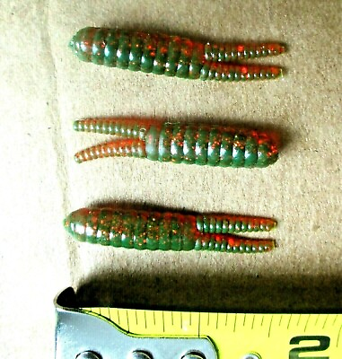 #ad 50 MOTOROIL RED FLAKE 1.5quot;Split Tail BEETLE SPIN GRUBS Crappie Lures Perch Baits $10.99
