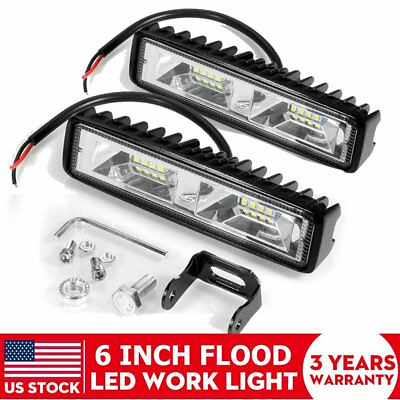 #ad 2X LED Work Lights 6 Inch 48W 12V Driving Strip Flood Beam light Bar SUV Offroad $12.39