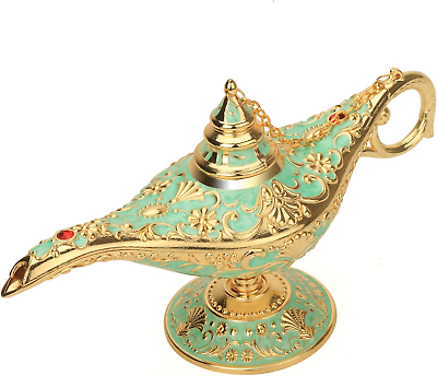 #ad Classic Aladding Magic Genie Lamp Legend Wishing Light Costume Lamp Metal Carved $23.12
