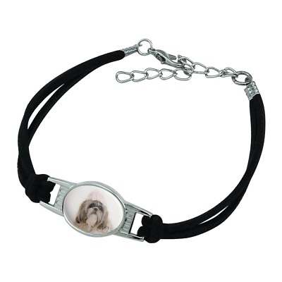 #ad Shih Tzu Dog Precious Knit Hat Novelty Suede Leather Metal Bracelet $8.99