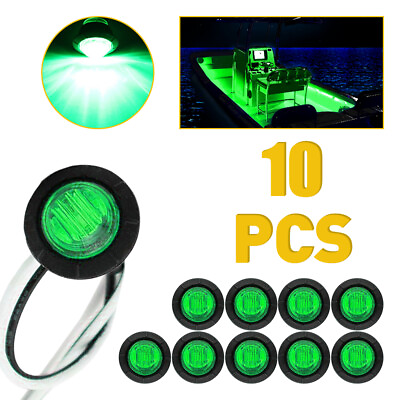 #ad Green Round Lights Marker 3 4 LED Truck Trailer 12V Bullet Side Clearance Light $11.99
